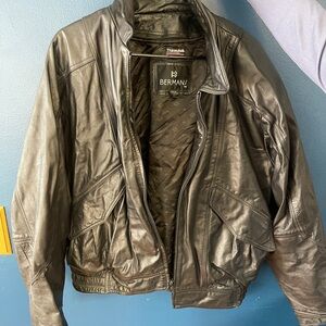 Vintage Berman Men's black Leather Bomber/Motorcycle Jacket
